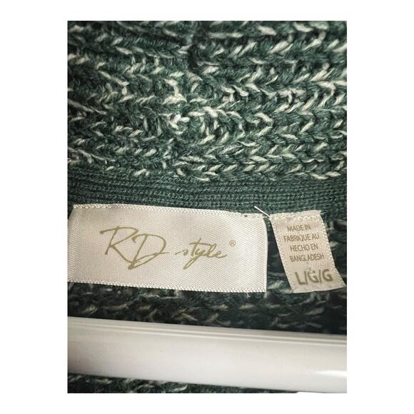 RD Style Sweater Women's Small Green Cowl Neck Cable Knit Long Sleeve Pullover - Picture 4 of 6